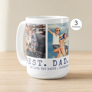 Mug Meilleur papa moderne 3 Photos Bleu marine Personn