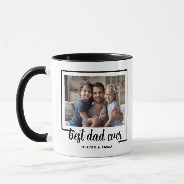 Mug Meilleur Papa Moderne Photo Noir (Gauche)
