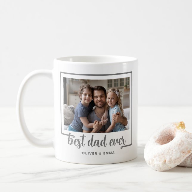 Mug Meilleur Papa Moderne Photo Script (Avec donut)