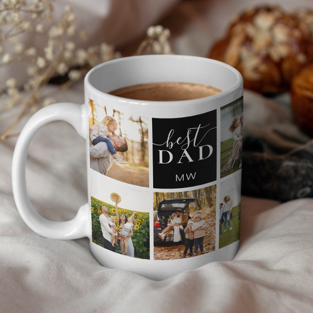 Mug Meilleur papa Monogramme Photo Collage (Créateur téléchargé)