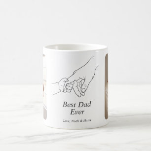 Mug Meilleur Papa Noir Minimaliste Photo Dessin au Tra