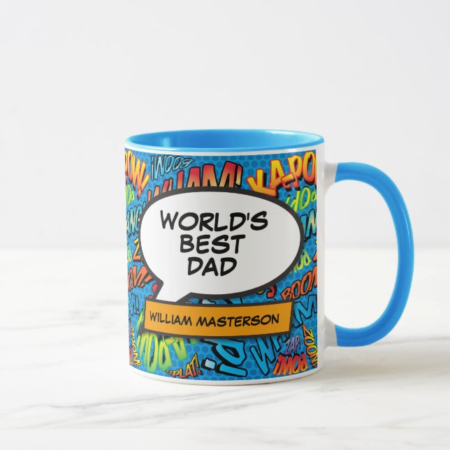 Mug Meilleur Papa, Papa, Papa, Bande dessinée (Droite)