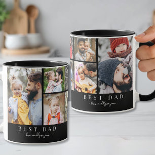 Mug Meilleur Papa Photo Collage Noir Blanc