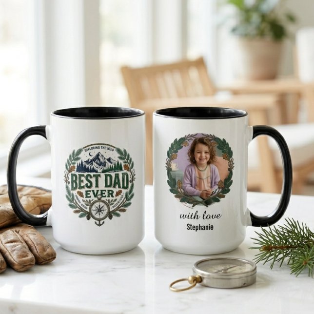 Mug Meilleur Papa Rustique – Cadeau de Fête des Pères  (Rustic Best Day Ever Fathers Day coffee mug)