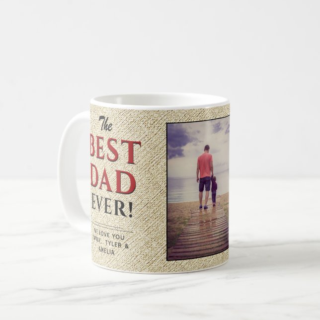 Mug Meilleur Papa Rustique Photo Fête des Pères (Devant gauche)