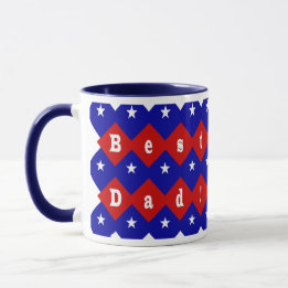 Mug Meilleur papa Stars & Diamonds Typographie Rouge &