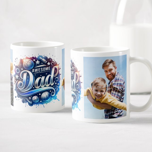 Mug Meilleur papa toujours Personnalisé Photos Sports (Créateur téléchargé)