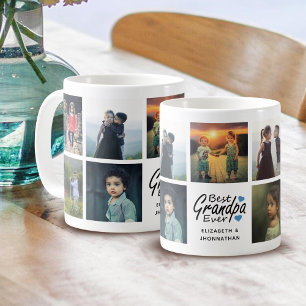 Mug Meilleur Papy Ever Nom de Script Collage de Photos