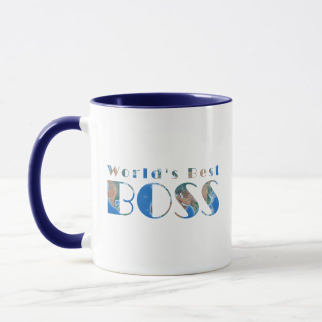 Mug Meilleur Patron du Monde, Carte Physique des Terre (Gauche)