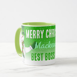 Mug Meilleur patron jamais avec Snowman à Noël VERT