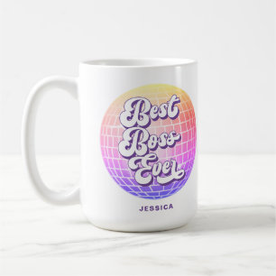 Mug Meilleur patron jamais   Boule de disco colorée   