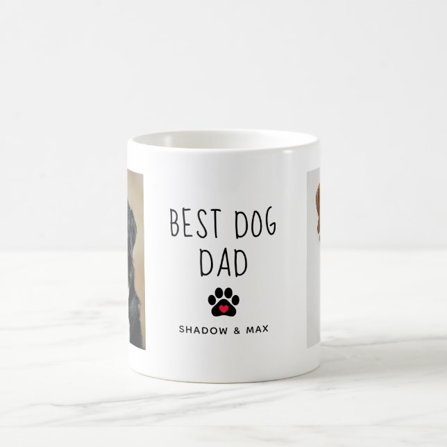 Mug Meilleur père de chien | Deux photos Texte manuscr (Centre)