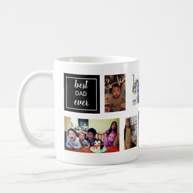 Mug meilleur père de tous les temps Collage noir blanc (Gauche)
