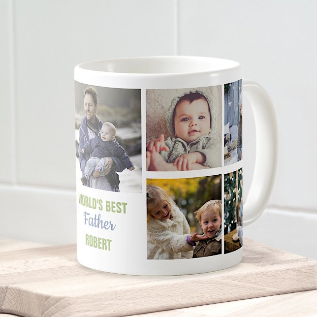 Mug Meilleur Père Instagram Photo Nom du collage (Créateur téléchargé)