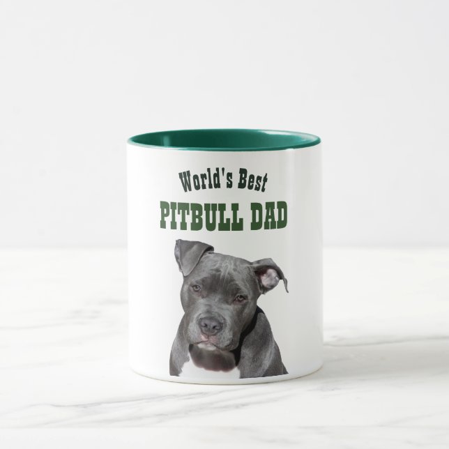 Mug Meilleur PÈRE PITBULL - Black Pitty Dog Face (Centre)