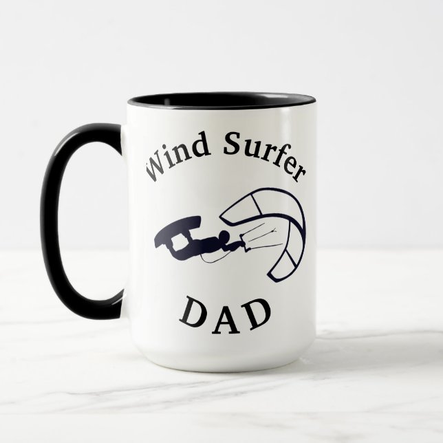 Mug Meilleur "PÈRE SURFER VENT" Jamais ! Café du père (Gauche)