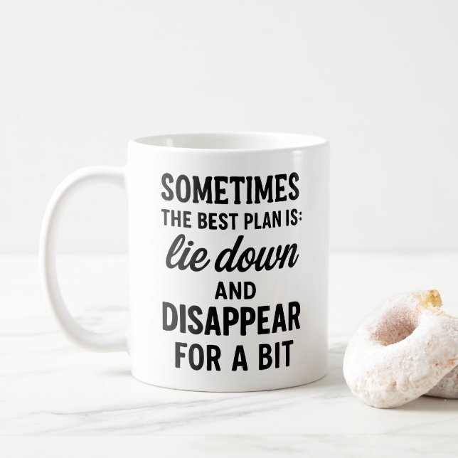 Mug Meilleur plan s'allonge et disparaît. Citation drô (Avec donut)
