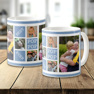 Mug Meilleur Pop Pop Grand-père 5 Collage de photos Bl