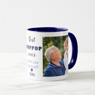 Mug Meilleur Poppop Ever Love You 2 Photo Collage Bleu