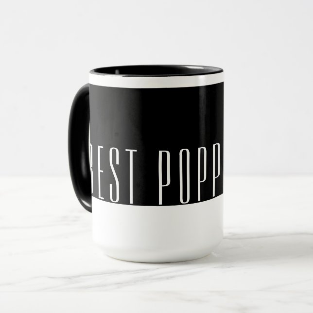 Mug Meilleur POPPY noir et blanc moderne  (Devant gauche)