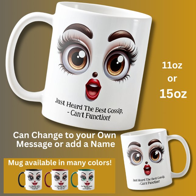 Mug Meilleur potin, visage drôle aux yeux fabuleux (Créateur téléchargé)