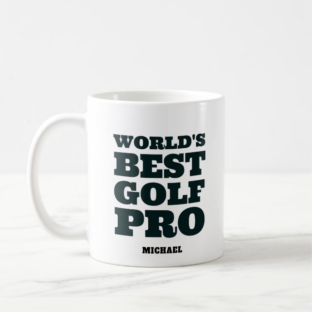Mug Meilleur Pro de Golf au Monde Nom Personnalisé (Gauche)