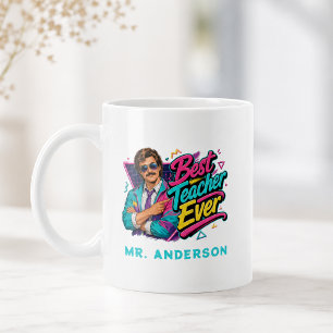 Mug Meilleur Prof Ever ! Personnalisé 80s Rétro pour L