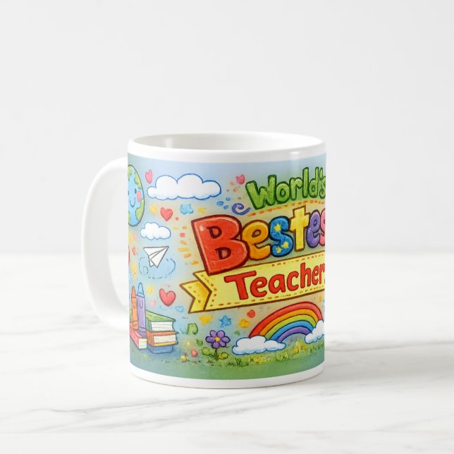 Mug Meilleur Professeur du Monde Cadeau de Reconnaissa (Devant gauche)