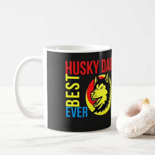 Mug Meilleur Sibérie Husky Papa Jamais, Chien Papa Cad (Avec donut)