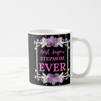 Mug Meilleur Super Stepmaman jamais rose texte avec fl