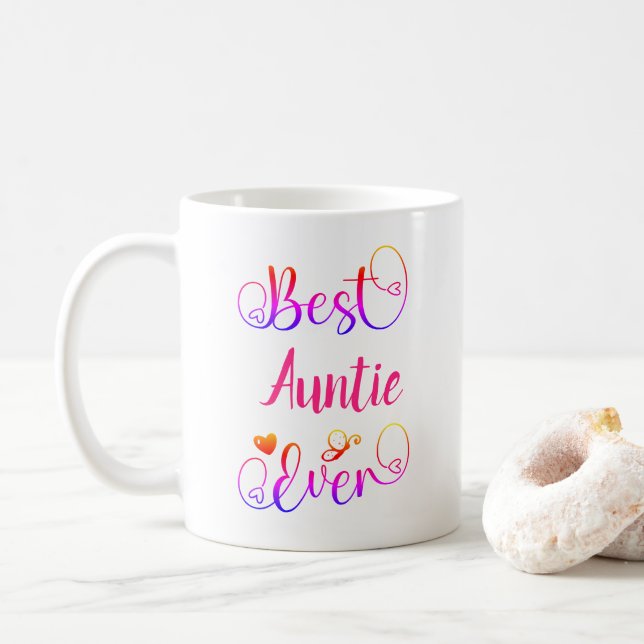 Mug Meilleur "texte" Jour de typographie Script cursif (Avec donut)
