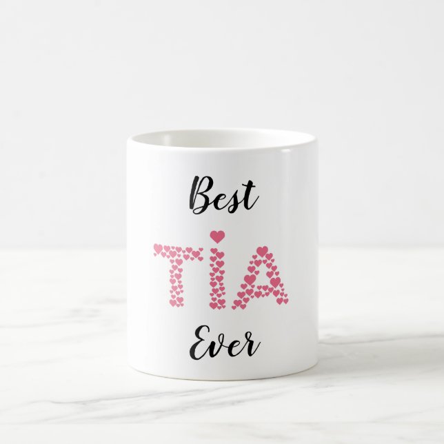 Mug Meilleur Tia jamais Coeurs roses mignonnes Personn (Centre)