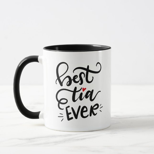 Mug Meilleur Tia (tante) Jamais - Lettré à la main (Gauche)