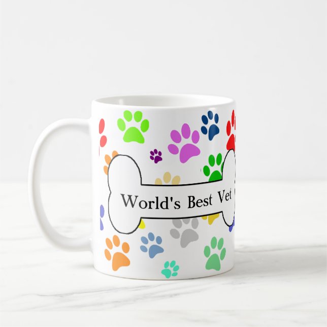 Mug meilleur vétérinaire du monde Colorful Pet animal  (Gauche)