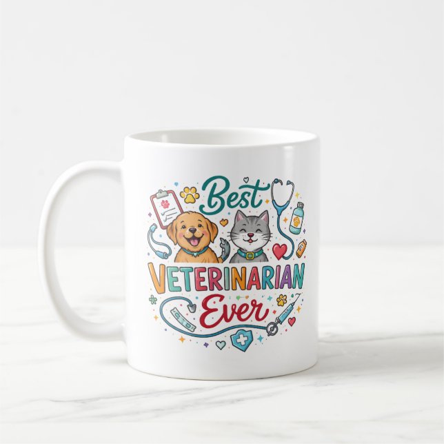 Mug Meilleur Vétérinaire Ever | Médecin Appréciation V (Gauche)