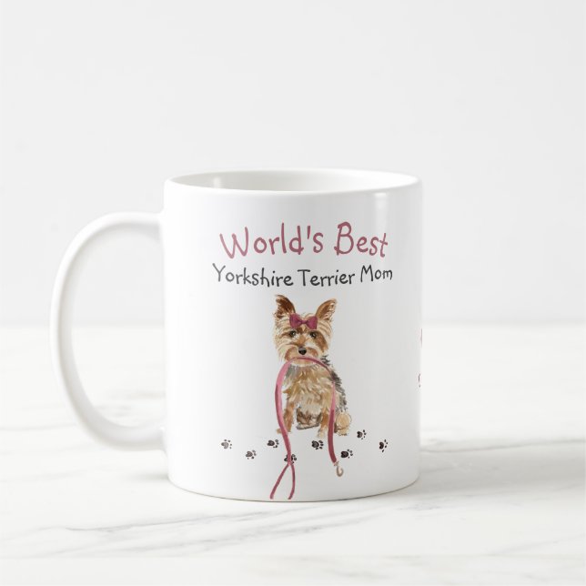Mug Meilleur Yorkshire Terrier Nom de maman Aquarelle (Gauche)