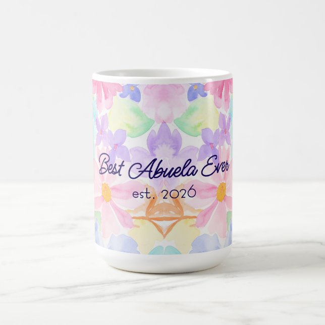 Mug Meilleure Abuela Fête des Mères Aquarelle Florale  (Centre)
