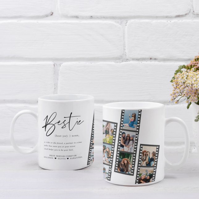 Mug Meilleure amie | Collage moderne de 8 photos en ba (Créateur téléchargé)