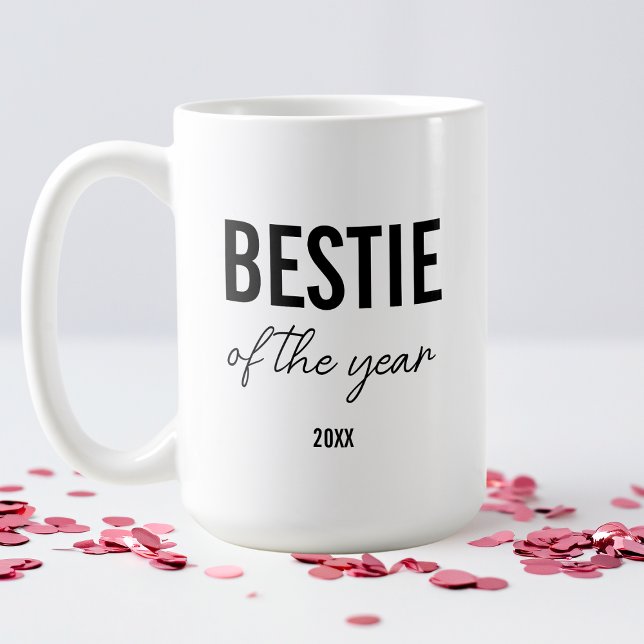Mug Meilleure Amie Moderne en Typographie Noire Simple (Modern Black Typography Simple Personalized Bestie Coffee Mug)