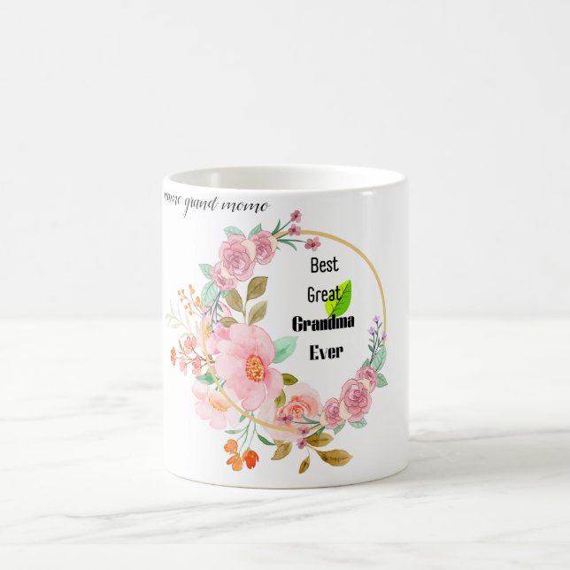 Mug Meilleure Arrière Grand-Mère Florale Rose Or Ever  (Centre)