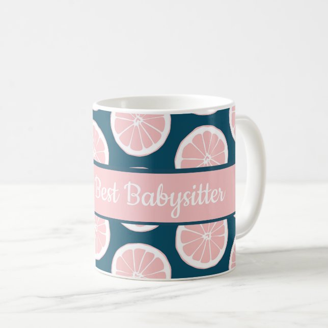 Mug Meilleure Babysitter au monde en agneau rose Citru (Devant droit)