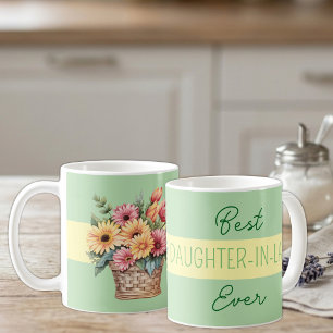 Mug Meilleure belle-fille jamais fleurs gerbera vert