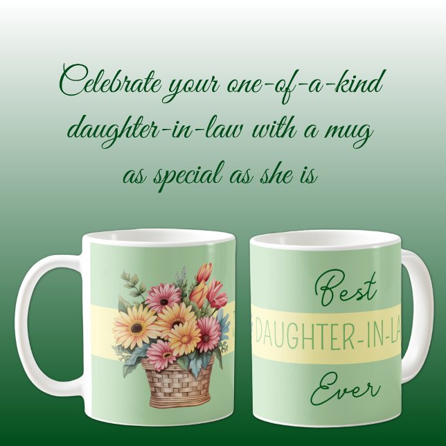 Mug Meilleure belle-fille jamais fleurs gerbera vert (Créateur téléchargé)