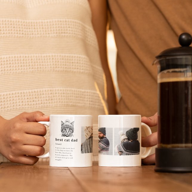 Mug Meilleure définition de papa chat | Trois photos (Créateur téléchargé)