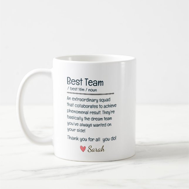 Mug Meilleure Équipe Appréciation Personnalisée (Gauche)