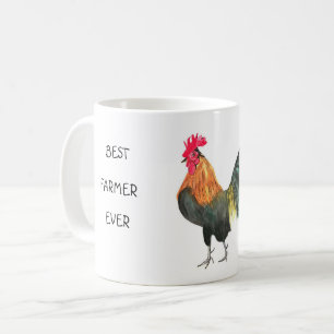 Mug Meilleure ferme d'aquarelle de coq jamais cultivée