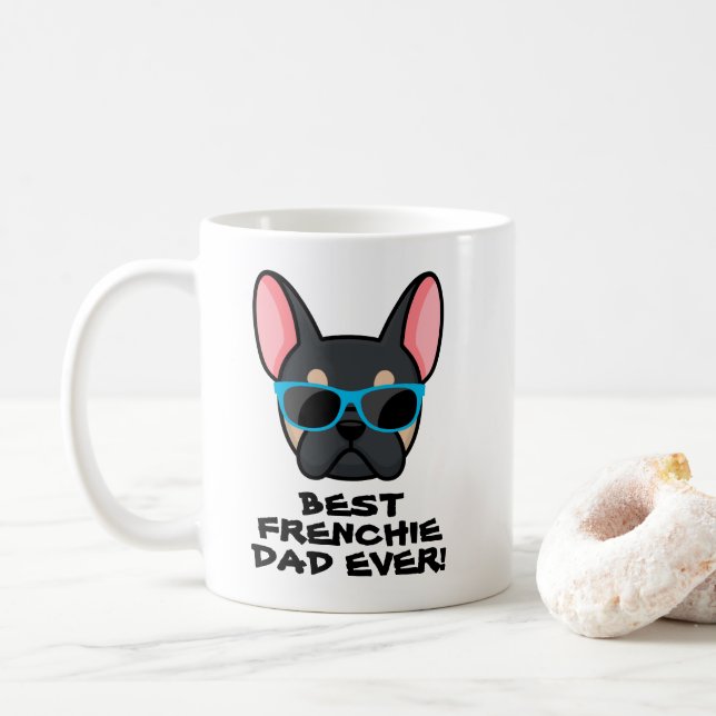 Mug Meilleure Fête des pères Frenchie Papa Noir Tan Fr (Avec donut)
