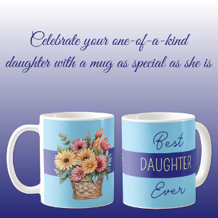 Mug Meilleure fille jamais fleurs gerbera bleu