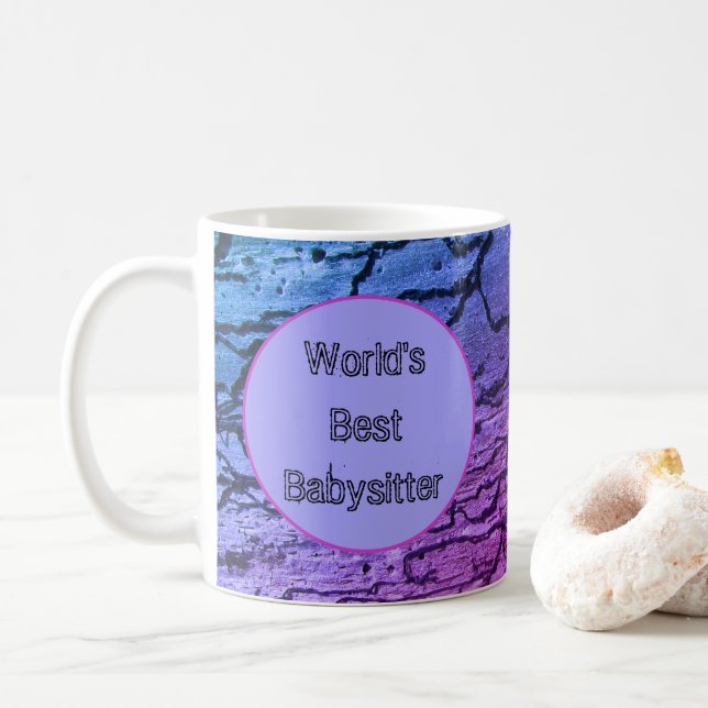 Mug Meilleure Garde d'Enfants au Monde Rose Bleu Néon  (Avec donut)