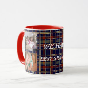 Mug Meilleure Grand-Mère Avec 4 Photos Tartan Plaid